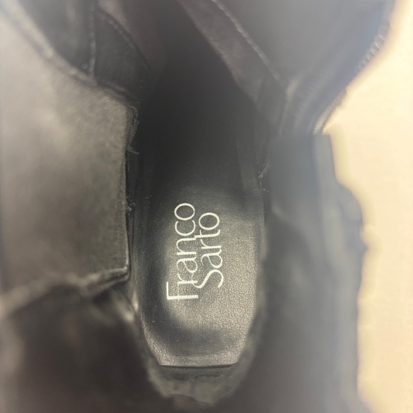 Franco Sarto Faux Snake Skin Black Block Heel Zip Up Boots 7 - Picture 9 of 10